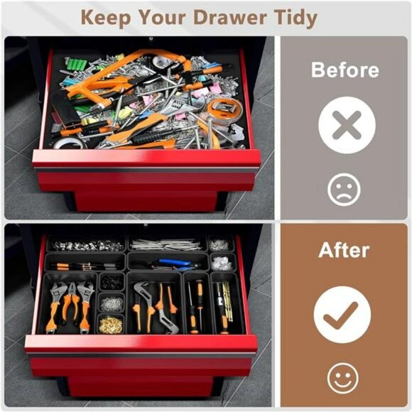 46 Piece Tool Box Organizer Set Drawer Trays Storage for Garage Office Desk - Picture 3 of 8